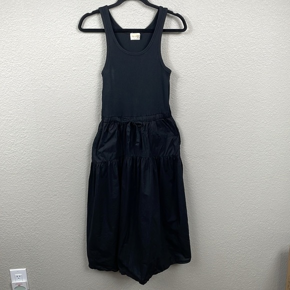 Nation LTD Frannie Midi Dress Jet Black Top Poplin Combo Sz S - Picture 4 of 14
